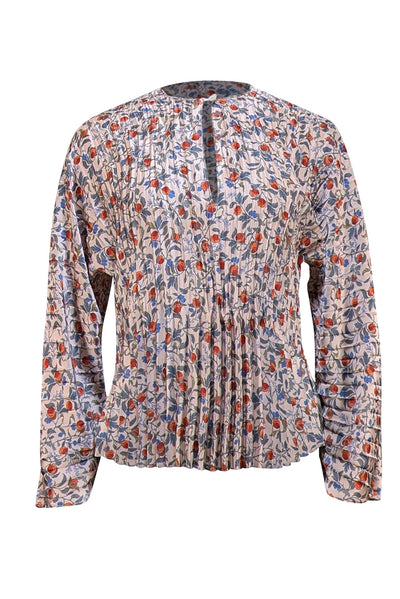 Vince - Beige w/ Multi Color Floral Pleated Blouse Sz XS