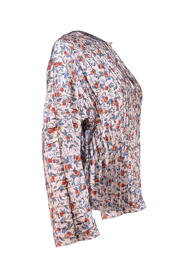 Vince - Beige w/ Multi Color Floral Pleated Blouse Sz XS