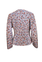 Vince - Beige w/ Multi Color Floral Pleated Blouse Sz XS