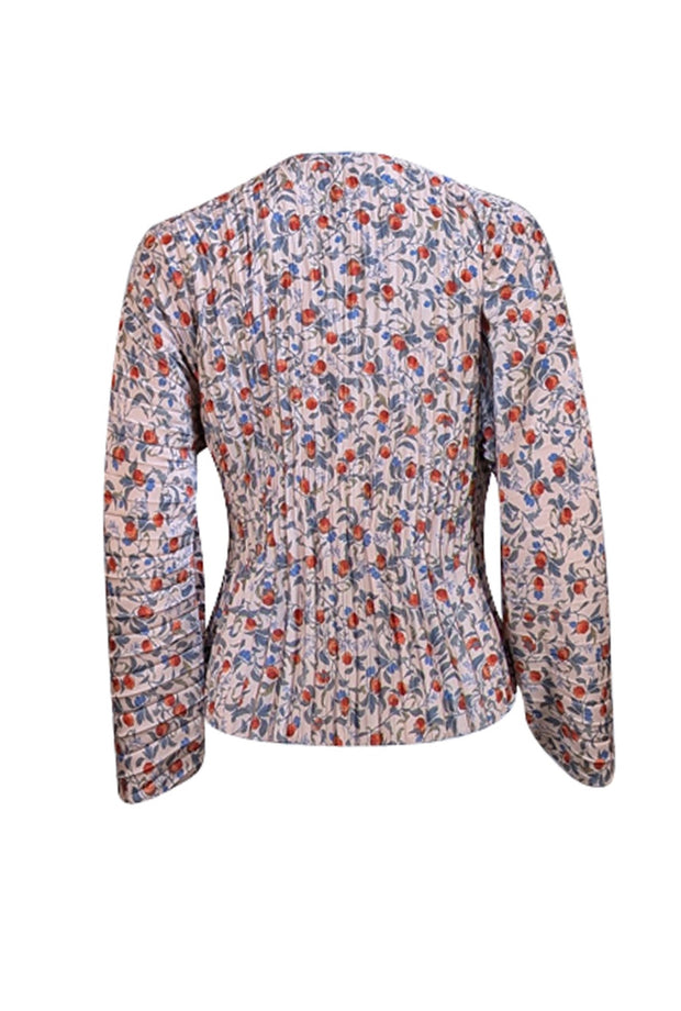 Vince - Beige w/ Multi Color Floral Pleated Blouse Sz XS