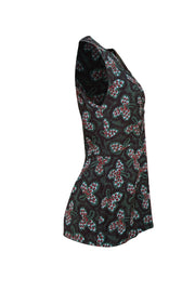 Rachel Comey - Green & Maroon Print Sleeveless Blouse Sz 8 - Current Boutique