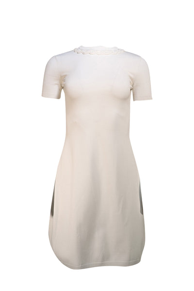 Valentino - White Knit Short Sleeve Bodycon Dress Sz S