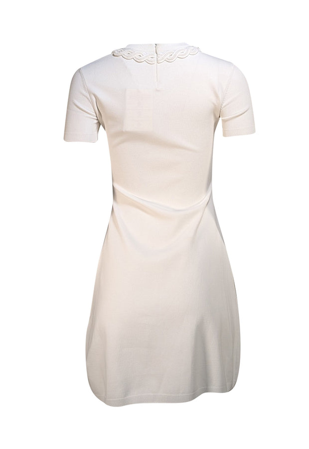 Valentino - White Knit Short Sleeve Bodycon Dress Sz S