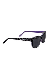 Mugler - Black & White Print Sunglasses w/ Purple Interior