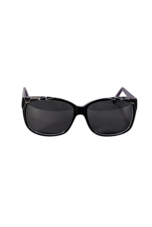 Mugler - Black & White Print Sunglasses w/ Purple Interior