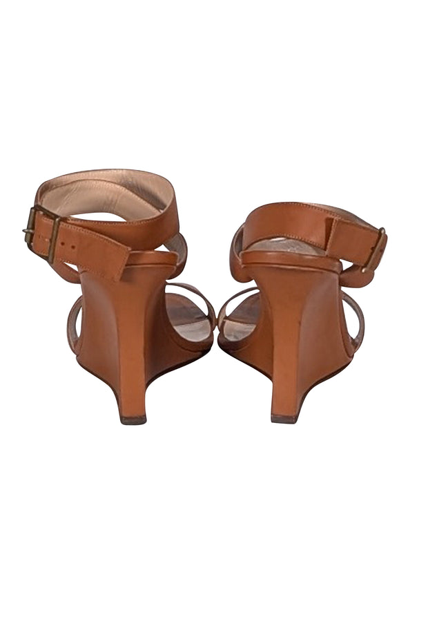 Manolo Blahnik - Tan Leather Strappy Wedge Sandals Sz 9
