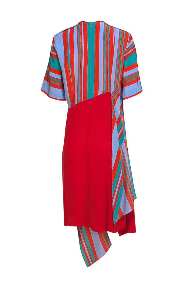 Diane von Furstenberg - Red, Blue, & Green Stripe Print Dress Sz 10 - Current Boutique