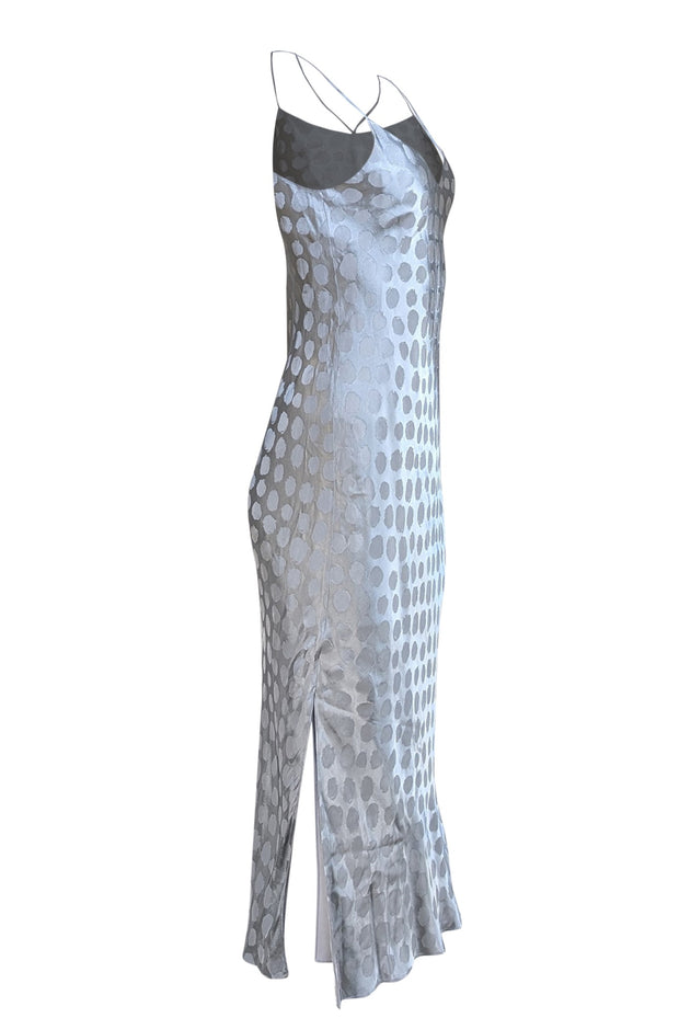 Theory -  Silver Polka Dot Slip Maxi Dress Sz S - Current Boutique