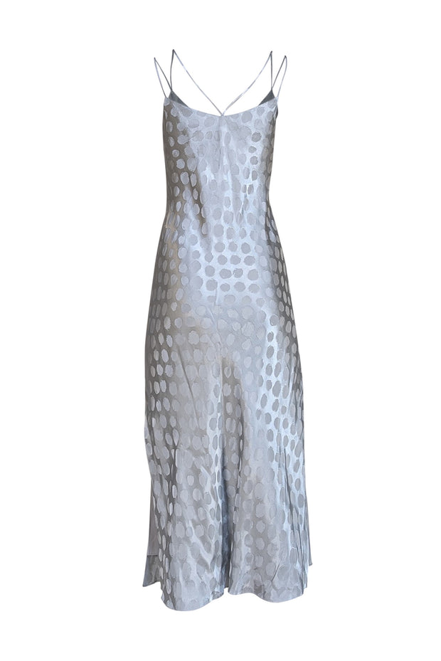 Theory -  Silver Polka Dot Slip Maxi Dress Sz S - Current Boutique