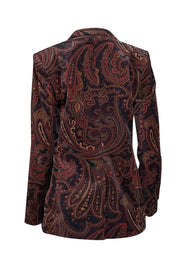 Banana Republic - Black, Red, & Brown Paisley Print Velvet Blazer Sz 6 - Current Boutique