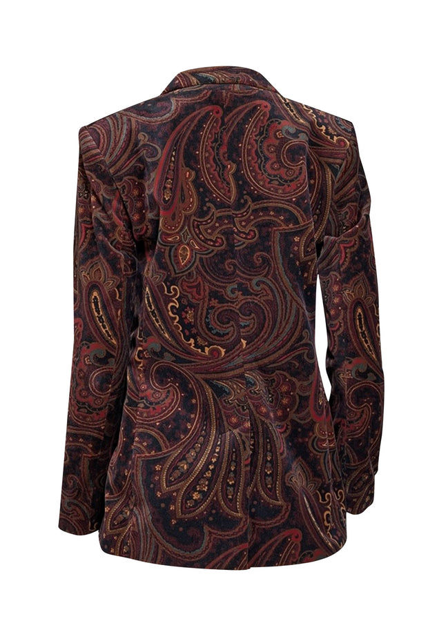 Banana Republic - Black, Red, & Brown Paisley Print Velvet Blazer Sz 6 - Current Boutique