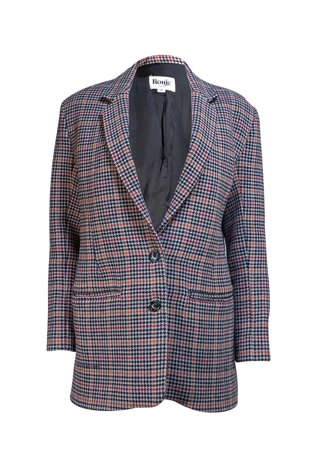 Rouje - Beige Multi Houndstooth Wool Blend Blazer Jacket Sz 4