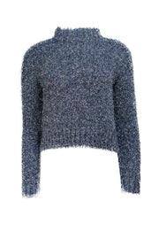 Milly - Silver & Black Metallic Fuzzy Sweater Sz P - Current Boutique