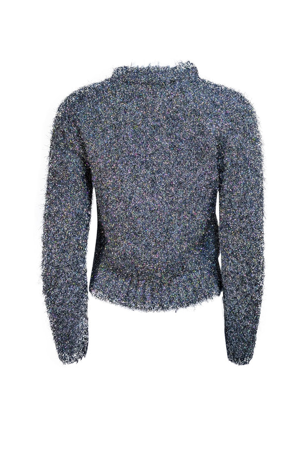 Milly - Silver & Black Metallic Fuzzy Sweater Sz P - Current Boutique