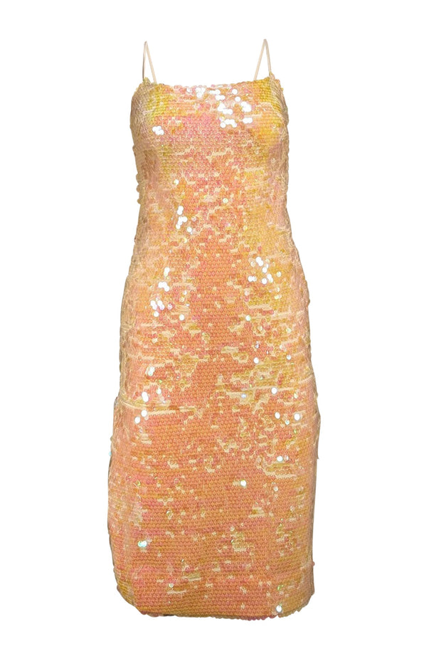 Milly - Ivory & Iridescent Sequin Sleeveless Dress Sz 0 - Current Boutique