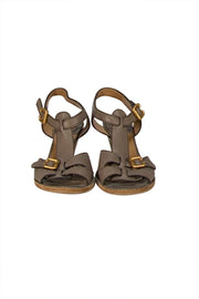 Chloe - Taupe Leather Open Toe Strappy Sandals Sz 9