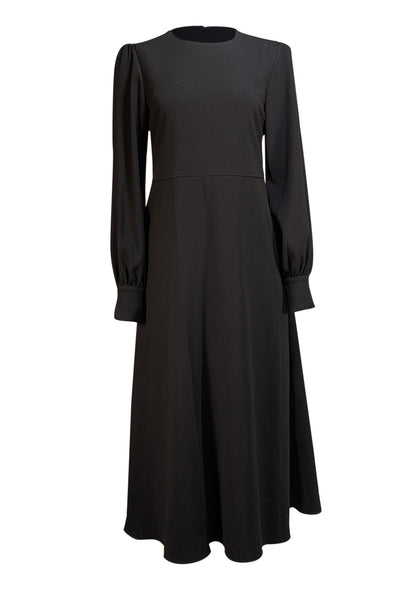 Officine Générale - Black Puff Sleeve "Sully" Midi Dress Sz 6 - Current Boutique