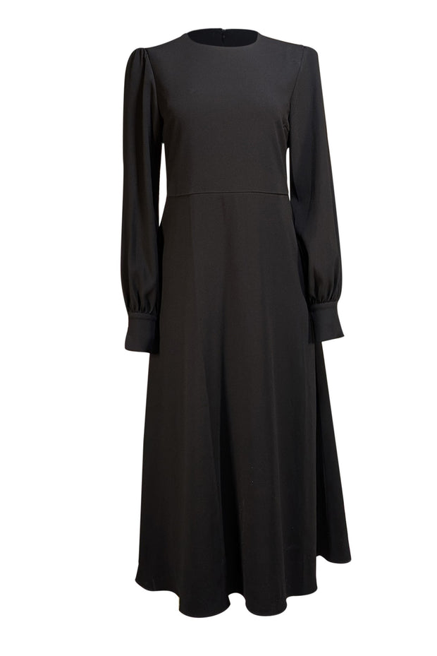 Officine Générale - Black Puff Sleeve "Sully" Midi Dress Sz 6 - Current Boutique