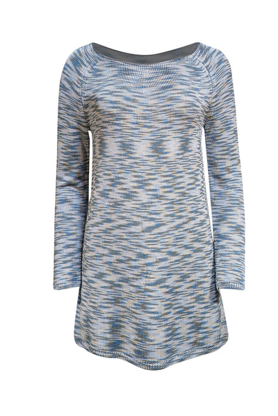 Lafayette 148 - Blue & Beige Multi Knit Tunic Sweater Sz S - Current Boutique