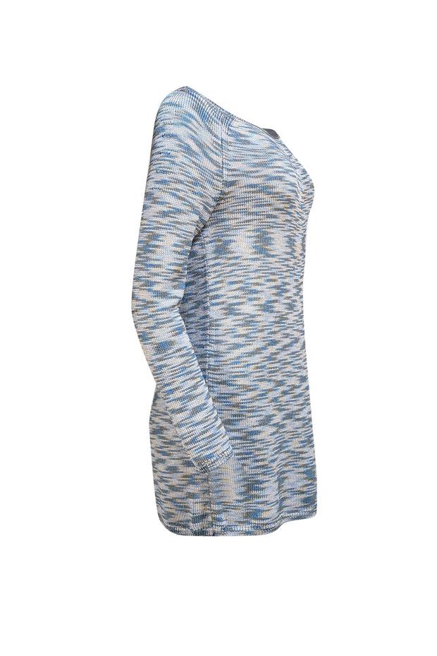 Lafayette 148 - Blue & Beige Multi Knit Tunic Sweater Sz S - Current Boutique