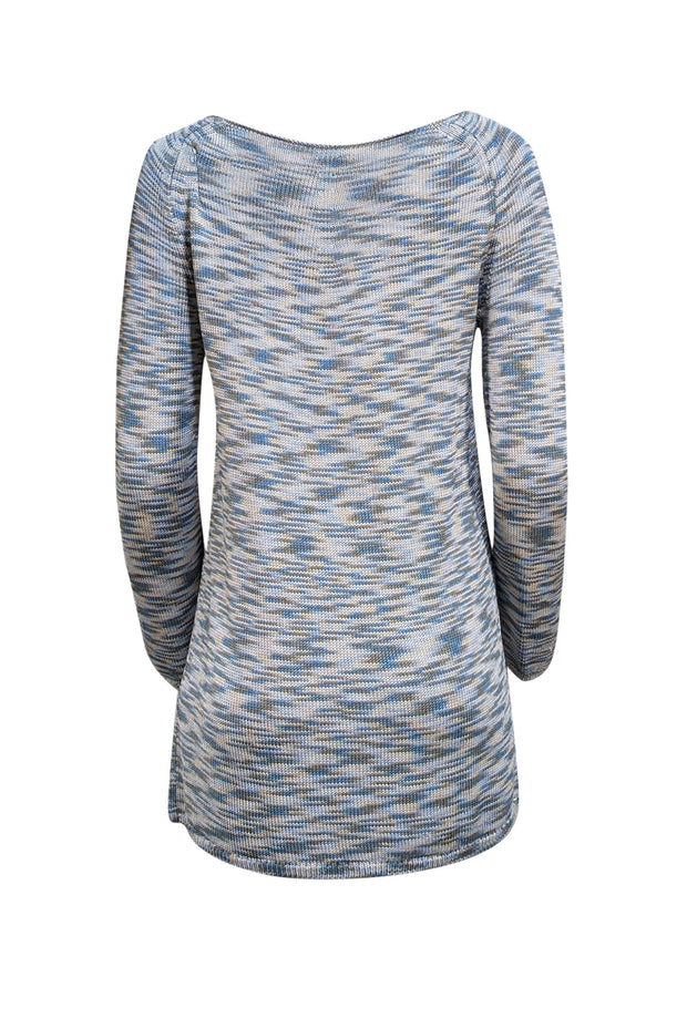 Lafayette 148 - Blue & Beige Multi Knit Tunic Sweater Sz S - Current Boutique