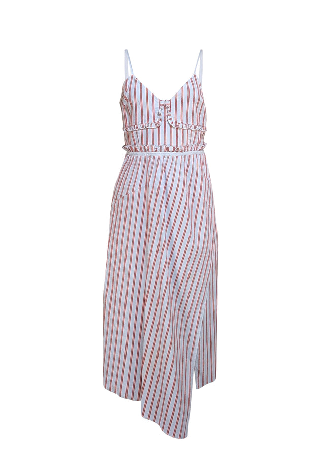 Derek Lam - Blue & Red Stripe Ruffle Trim Sz 8