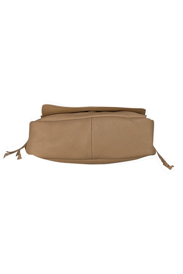 Oliveve - Beige Pebbled Leather Shoulder Bag - Current Boutique