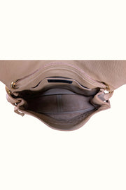 Oliveve - Beige Pebbled Leather Shoulder Bag - Current Boutique
