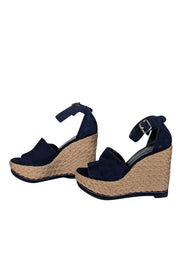 Stuart Weitzman - Navy Suede Espadrille Wedges Sz 7 - Current Boutique