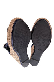 Stuart Weitzman - Navy Suede Espadrille Wedges Sz 7 - Current Boutique