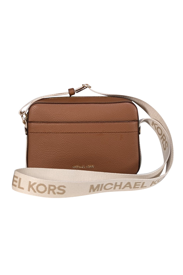 Michael Kors - Tan Leather Log Strap Crossbody Bag - Current Boutique