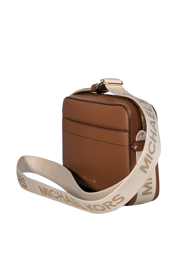 Michael Kors - Tan Leather Log Strap Crossbody Bag - Current Boutique