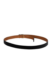 Ferragamo - Black & Brown Leather Reversible Thin Belt Sz S - Current Boutique