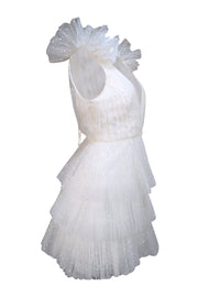 Monique Lhuillier - Ivory Dotted Tulle Cocktail Dress Sz 6 - Current Boutique