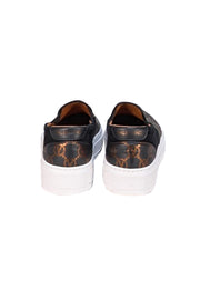 Valentino by Mario Valentino - Black &amp; Bronze Logo Print Slip On Shoes Sz 8.5 - Current Boutique