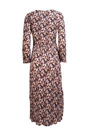 Vince - Brown Multi Floral Print Midi "Esme" Dress Sz 2 - Current Boutique