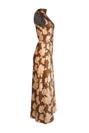 Vince - Tan & Peach Floral Sleeveless Maxi Dress Sz S - Current Boutique