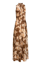 Vince - Tan & Peach Floral Sleeveless Maxi Dress Sz S - Current Boutique