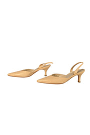 Ferragamo - Cream Leather Sling Back Heels Sz 8
