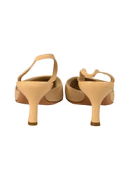 Ferragamo - Cream Leather Sling Back Heels Sz 8