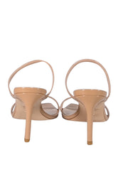 Stuart Weitzman - Nude Patent Leather Open Toe Mule Heels Sz 9 - Current Boutique
