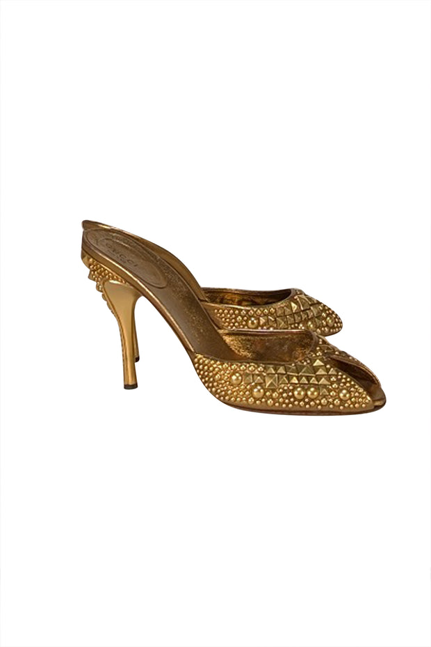 Gucci - Gold Studded Mule Heels Sz 8.5