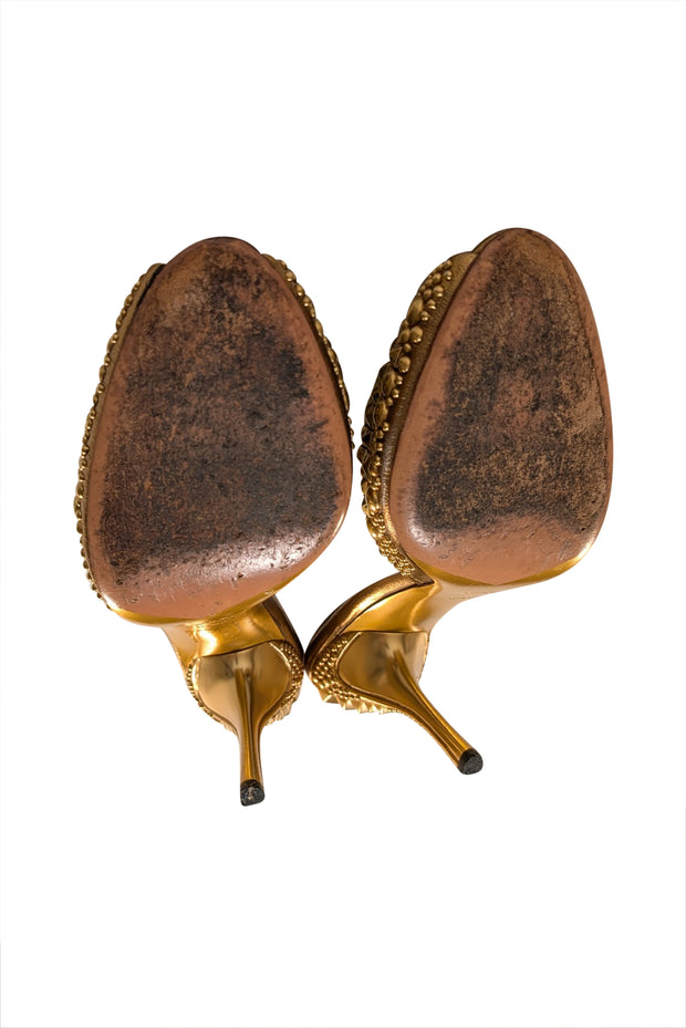 Gucci - Gold Studded Mule Heels Sz 8.5