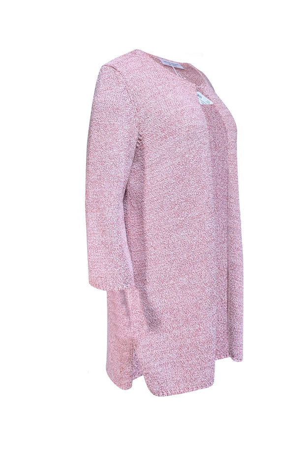 Amina Rubinacci - Coral, Cream, & Silver Speckled Knit Cardigan Sz XXL - Current Boutique