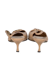 Dolce & Gabbana - Beige Leather Pointed Toe Strappy Pumps Sz 8.5 - Current Boutique