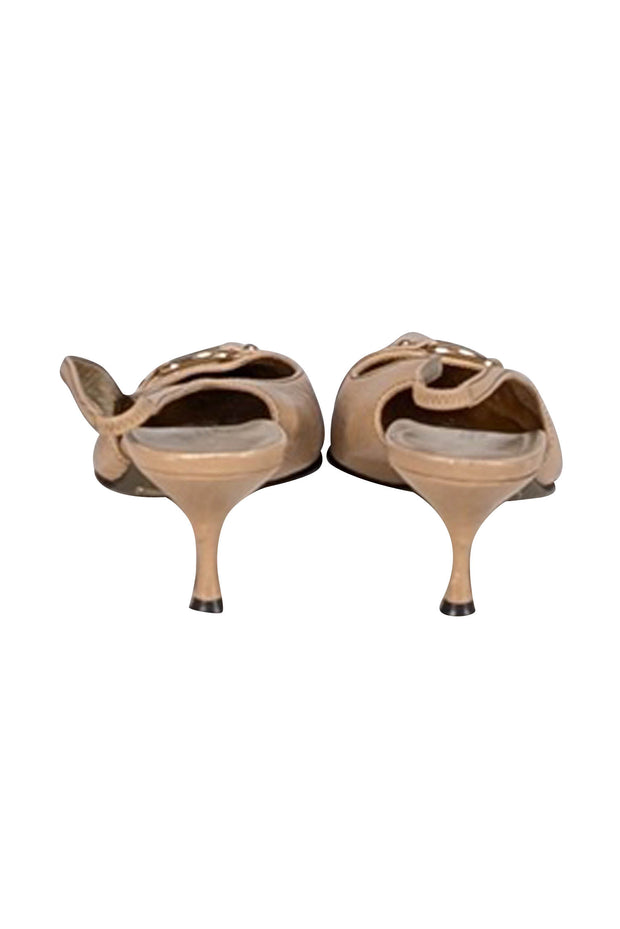 Dolce & Gabbana - Beige Leather Pointed Toe Strappy Pumps Sz 8.5 - Current Boutique