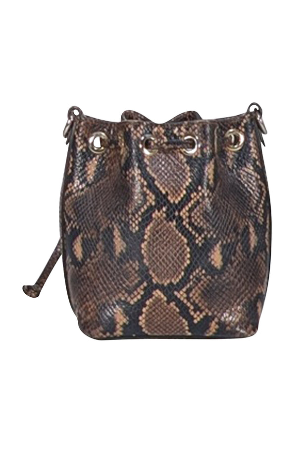 Valentino by Mario Valentino - Brown & Black Snake Skin Print Crossbody Bag - Current Boutique