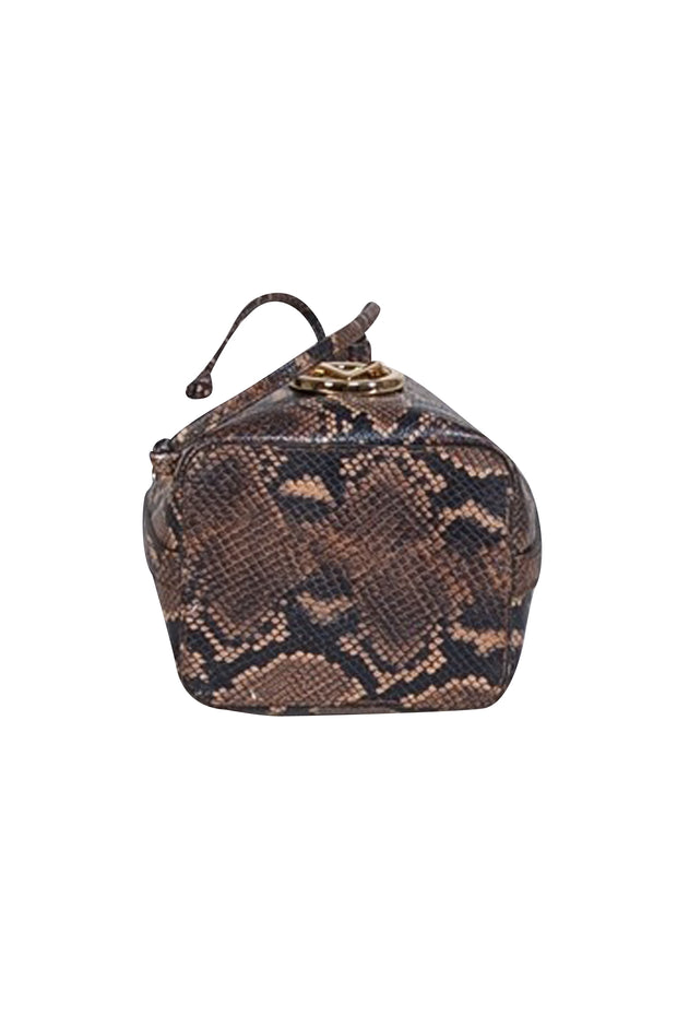 Valentino by Mario Valentino - Brown & Black Snake Skin Print Crossbody Bag - Current Boutique
