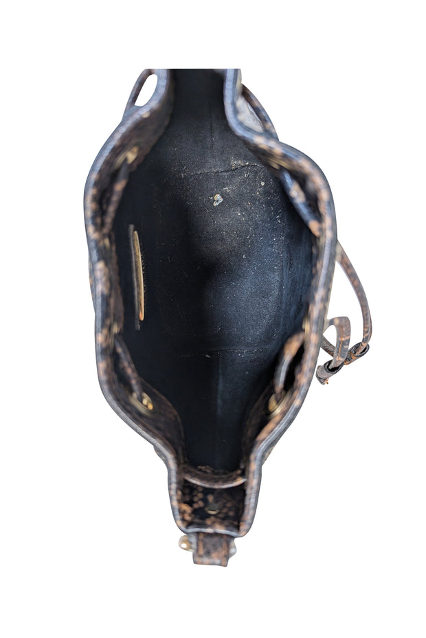 Valentino by Mario Valentino - Brown & Black Snake Skin Print Crossbody Bag - Current Boutique