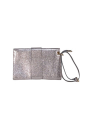 Jimmy Choo - Silver Metallic Pebbled Leather Wristlet Clutch